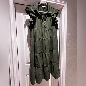 Umgee Women’s Olive Ruffled Dress